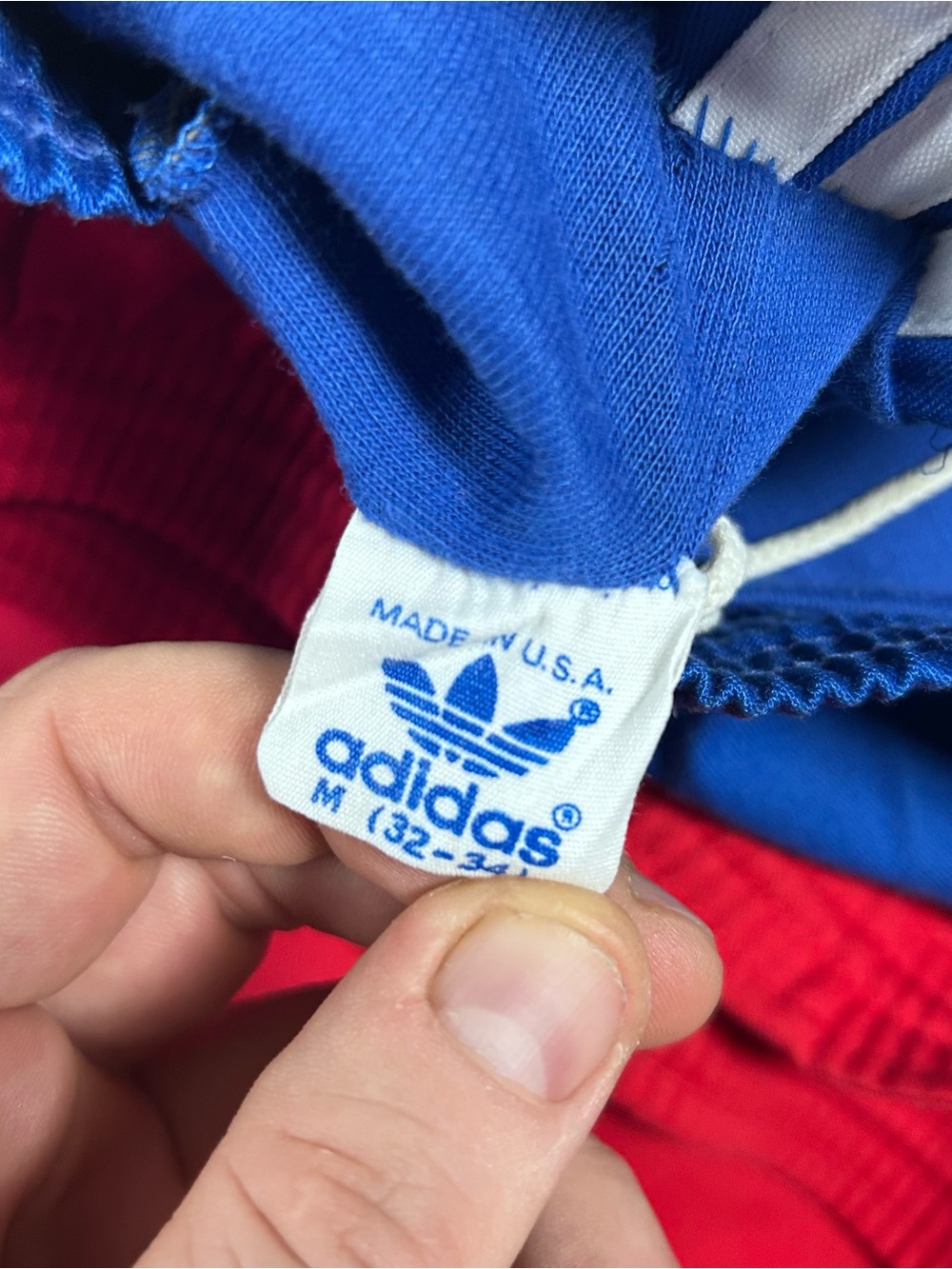 adidas Men's Athletic Shorts - Red & Blue with White Stripes - Picture 3 of 9
